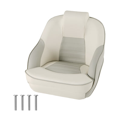 *Captain Bucket Seat with Waterproof PVC Leather for Boat Sightseeing - White