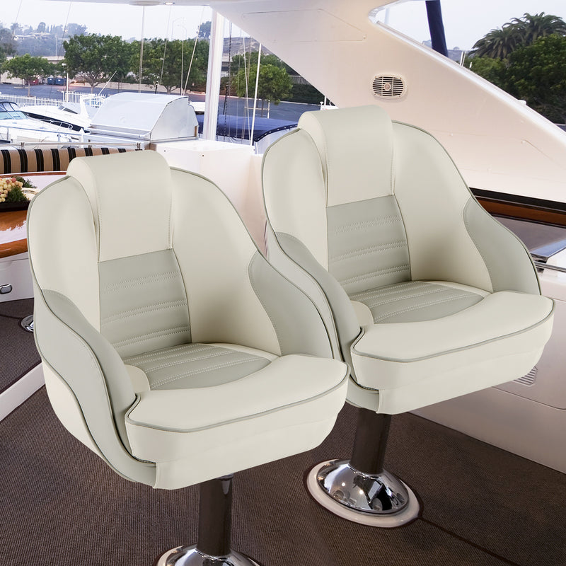 *Captain Bucket Seat with Waterproof PVC Leather for Boat Sightseeing - White
