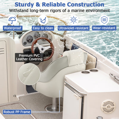 *Captain Bucket Seat with Waterproof PVC Leather for Boat Sightseeing - White