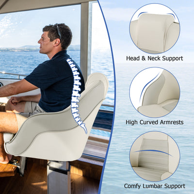 *Captain Bucket Seat with Waterproof PVC Leather for Boat Sightseeing - White