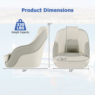 *Captain Bucket Seat with Waterproof PVC Leather for Boat Sightseeing - White