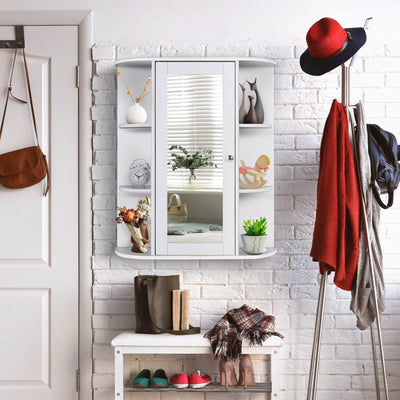 Bathroom Cabinet Single Door Shelves Wall Mount Cabinet-White