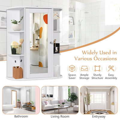 Bathroom Cabinet Single Door Shelves Wall Mount Cabinet-White