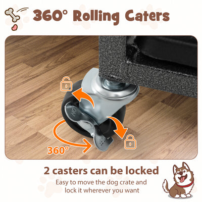 48 Inch Foldable Heavy-Duty Metal Dog Cage with Lockable Rolling Casters and Tray-48 inches