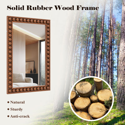 24 x 36 Inches Rustic Wall Mirror with Solid Wood Frame for Living Room  Bedroom-Brown