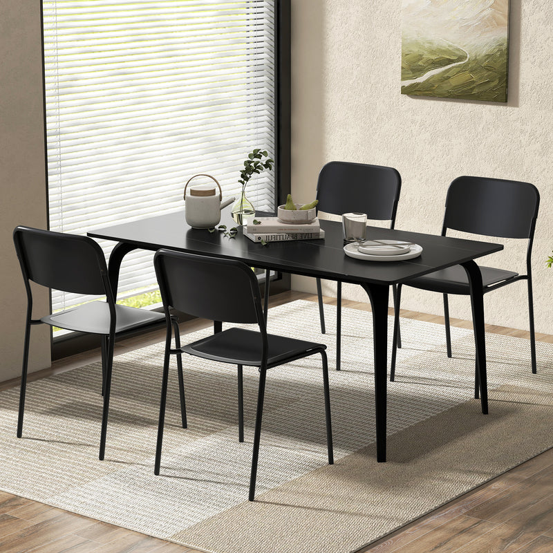 *Modern Dining Chairs Set of 4 with Tilted Backrest and Sturdy Metal Legs - Black