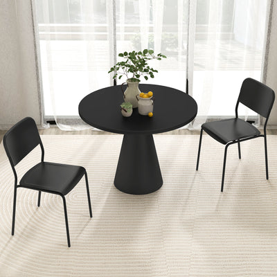 *Modern Dining Chairs Set of 4 with Tilted Backrest and Sturdy Metal Legs - Black