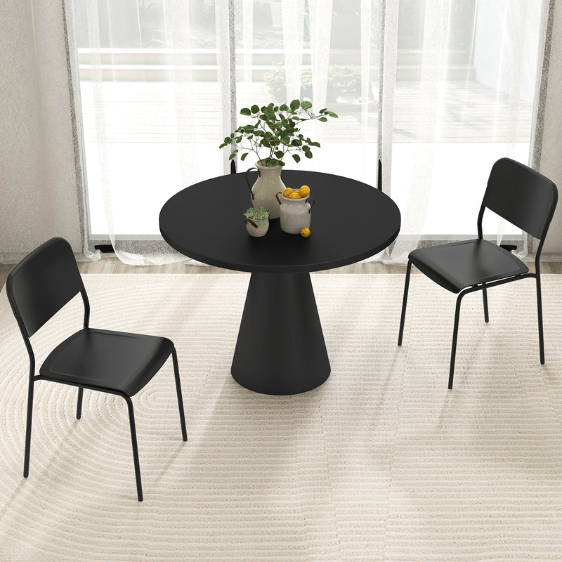 *Modern Dining Chairs Set of 4 with Tilted Backrest and Sturdy Metal Legs - Black
