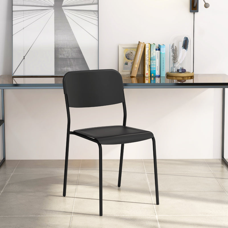 *Modern Dining Chairs Set of 4 with Tilted Backrest and Sturdy Metal Legs - Black