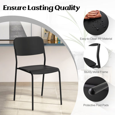 *Modern Dining Chairs Set of 4 with Tilted Backrest and Sturdy Metal Legs - Black