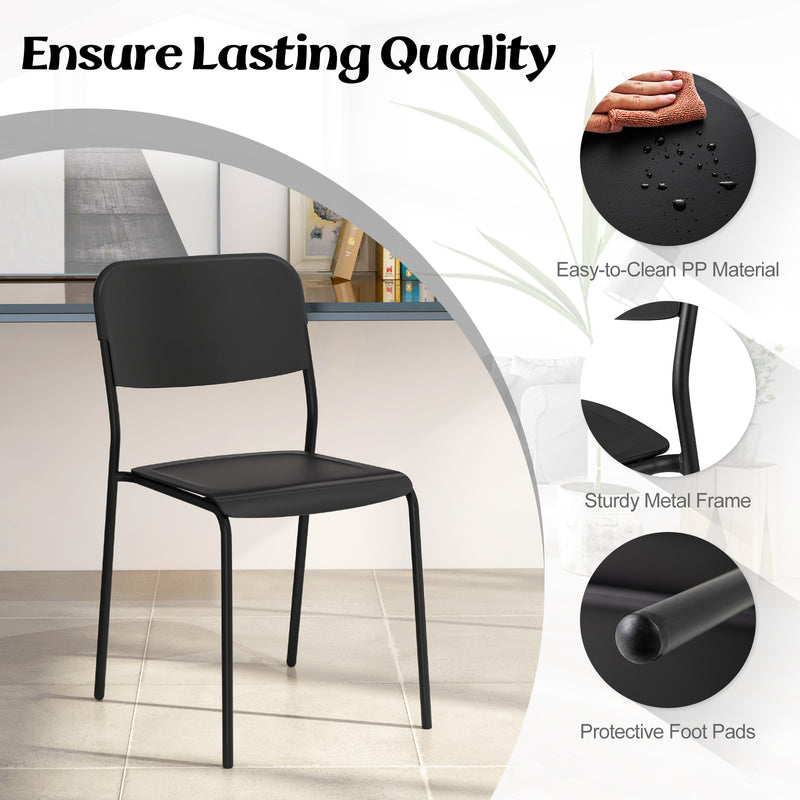 *Modern Dining Chairs Set of 4 with Tilted Backrest and Sturdy Metal Legs - Black