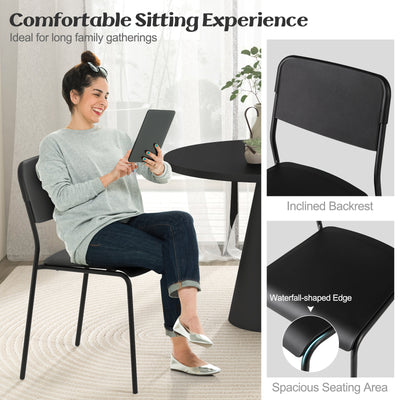 *Modern Dining Chairs Set of 4 with Tilted Backrest and Sturdy Metal Legs - Black