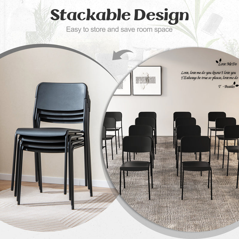 *Modern Dining Chairs Set of 4 with Tilted Backrest and Sturdy Metal Legs - Black