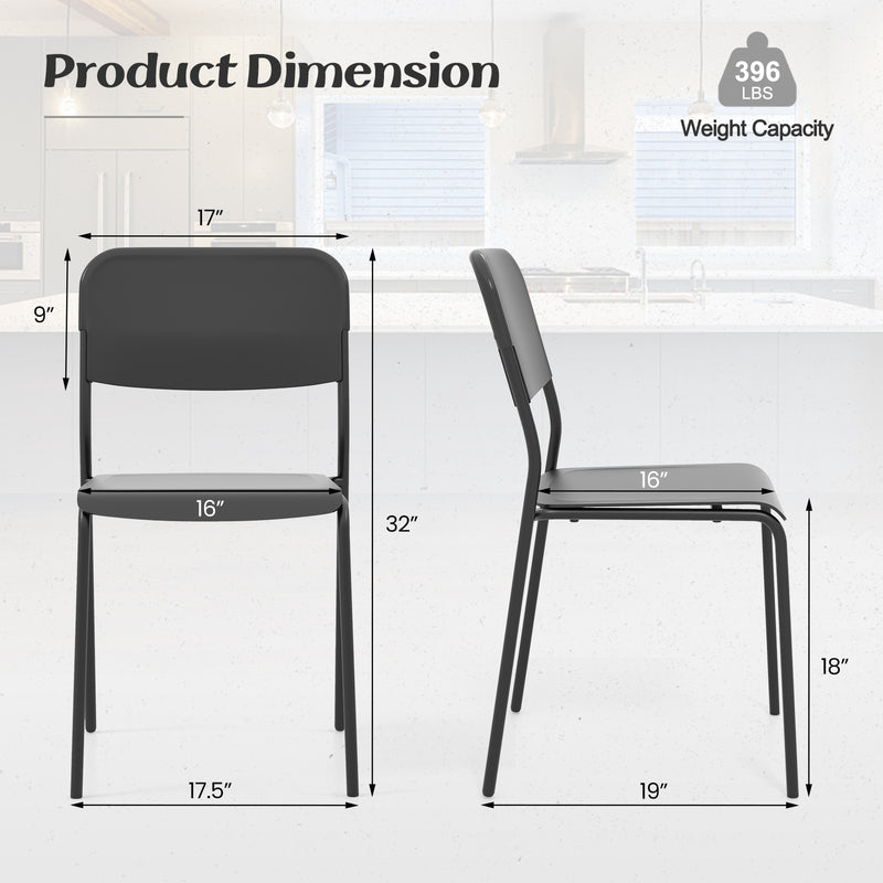 *Modern Dining Chairs Set of 4 with Tilted Backrest and Sturdy Metal Legs - Black