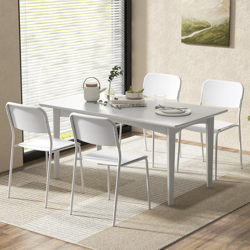 *Modern Dining Chairs Set of 4 with Tilted Backrest and Sturdy Metal Legs - White