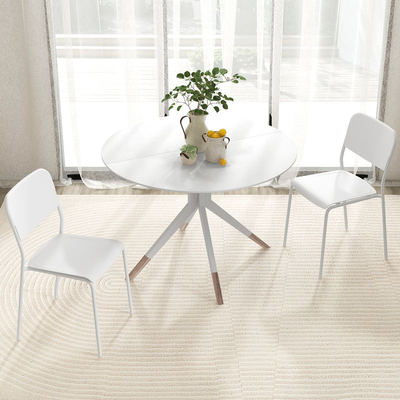 *Modern Dining Chairs Set of 4 with Tilted Backrest and Sturdy Metal Legs - White