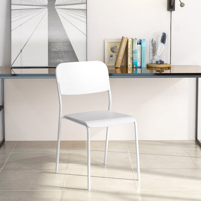 *Modern Dining Chairs Set of 4 with Tilted Backrest and Sturdy Metal Legs - White