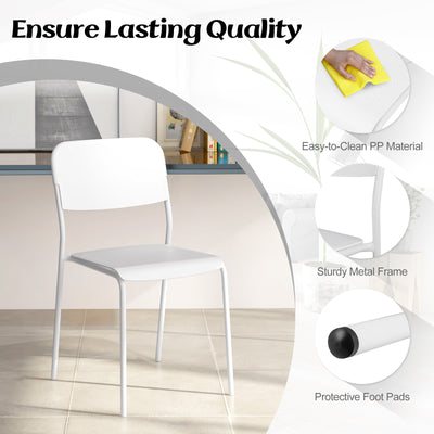 *Modern Dining Chairs Set of 4 with Tilted Backrest and Sturdy Metal Legs - White