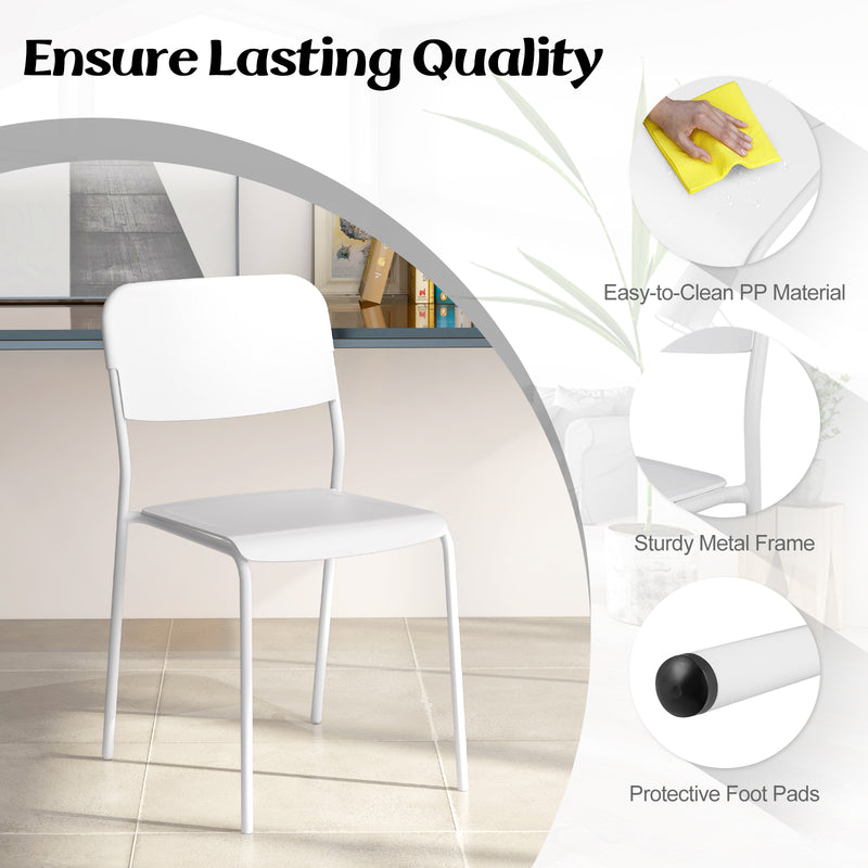 *Modern Dining Chairs Set of 4 with Tilted Backrest and Sturdy Metal Legs - White