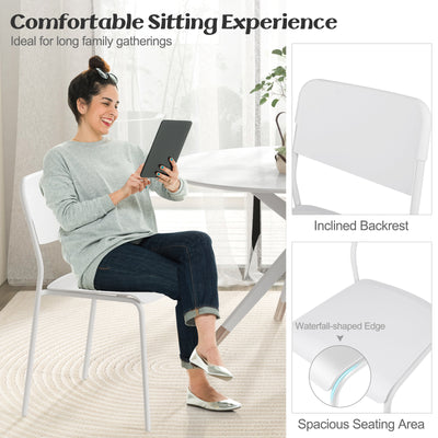 *Modern Dining Chairs Set of 4 with Tilted Backrest and Sturdy Metal Legs - White