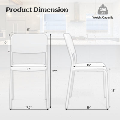 *Modern Dining Chairs Set of 4 with Tilted Backrest and Sturdy Metal Legs - White