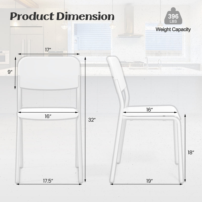 *Modern Dining Chairs Set of 4 with Tilted Backrest and Sturdy Metal Legs - White