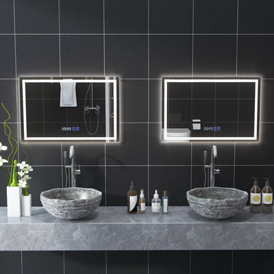 LED Bathroom Mirror Wall Mounted Rectangle Mirror with 3-Color Dimmable Lights-S