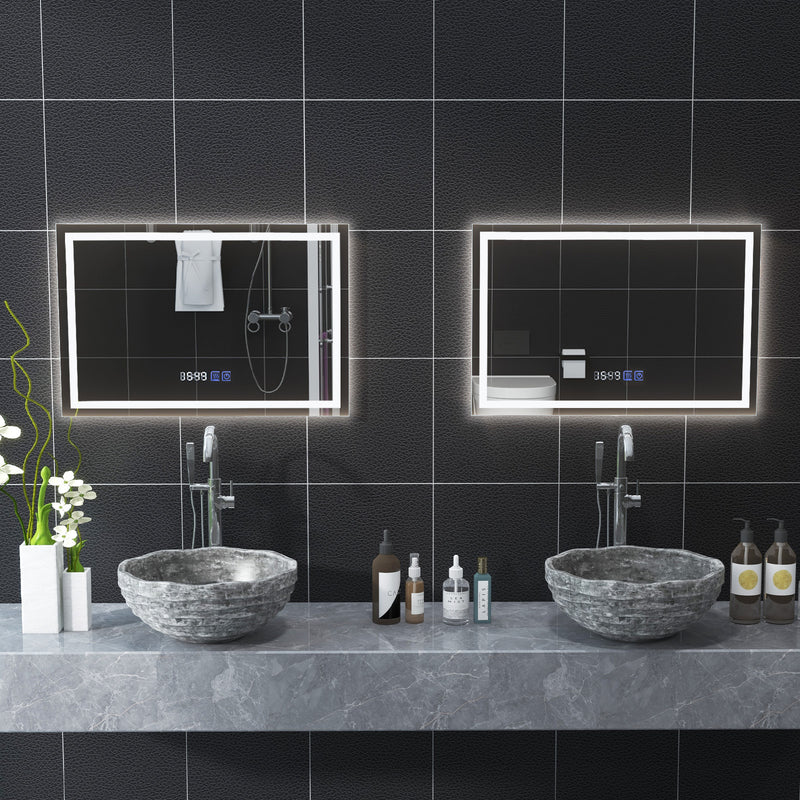 LED Bathroom Mirror Wall Mounted Rectangle Mirror with 3-Color Dimmable Lights-S