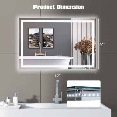 LED Bathroom Mirror Wall Mounted Rectangle Mirror with 3-Color Dimmable Lights-S