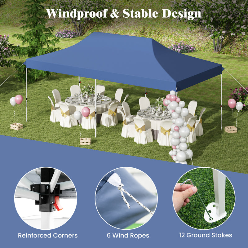10 x 20 FT Pop-up Canopy Tent with Carrying Bag-Blue