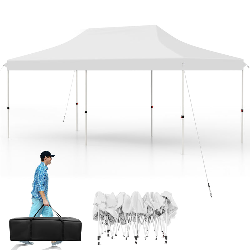 10 x 20 FT Pop-up Canopy Tent with Carrying Bag-White