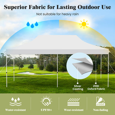 10 x 20 FT Pop-up Canopy Tent with Carrying Bag-White