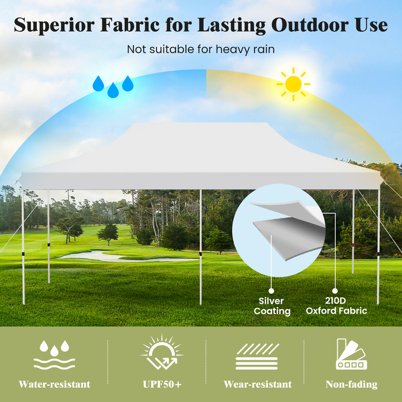 10 x 20 FT Pop-up Canopy Tent with Carrying Bag-White