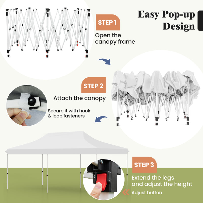 10 x 20 FT Pop-up Canopy Tent with Carrying Bag-White