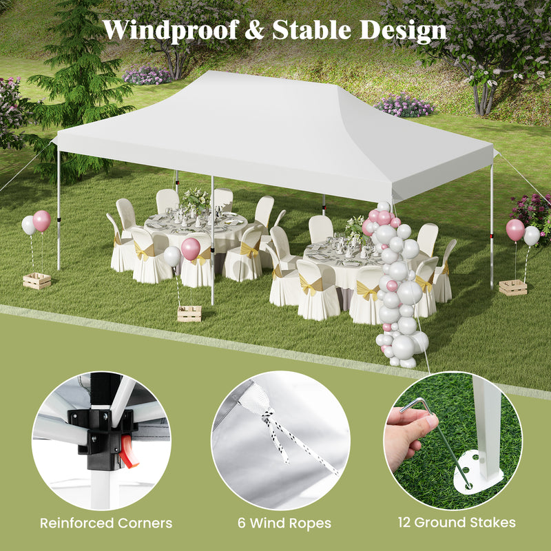 10 x 20 FT Pop-up Canopy Tent with Carrying Bag-White