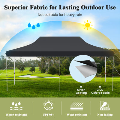 10 x 20 FT Pop-up Canopy Tent with Carrying Bag-Black
