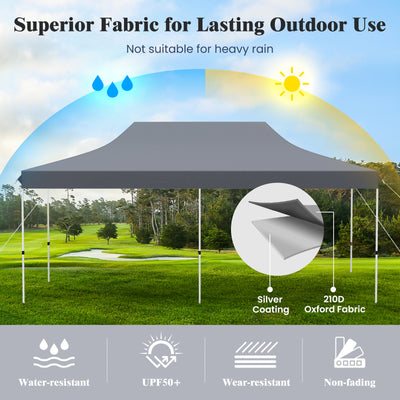 10 x 20 FT Pop-up Canopy Tent with Carrying Bag-Gray