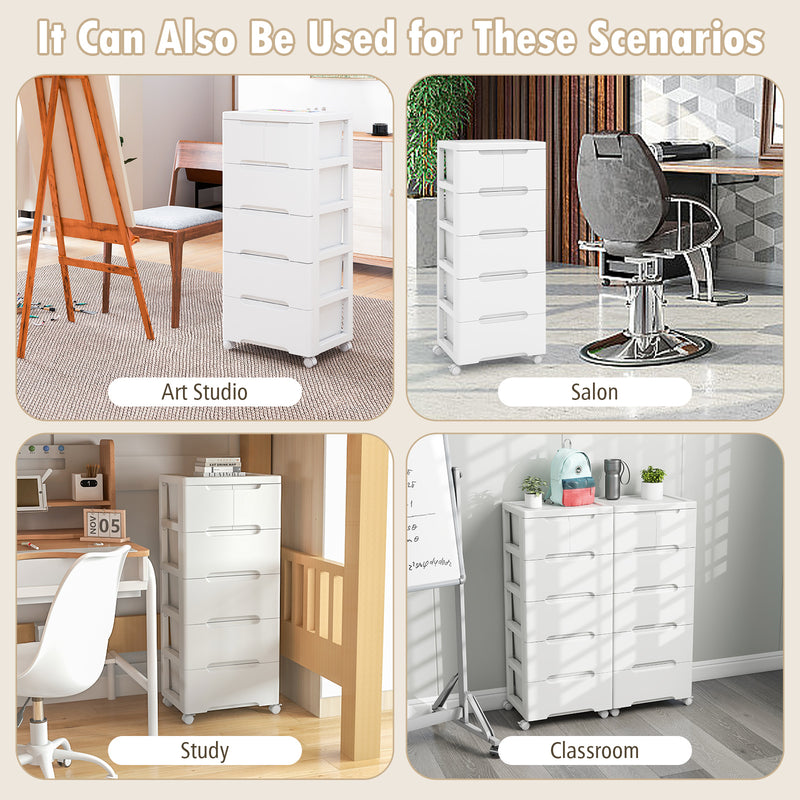 *Rolling Storage Cabinet with Universal Wheels and 5/6/7 Drawers - 6-Drawer