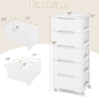 *Rolling Storage Cabinet with Universal Wheels and 5/6/7 Drawers - 6-Drawer