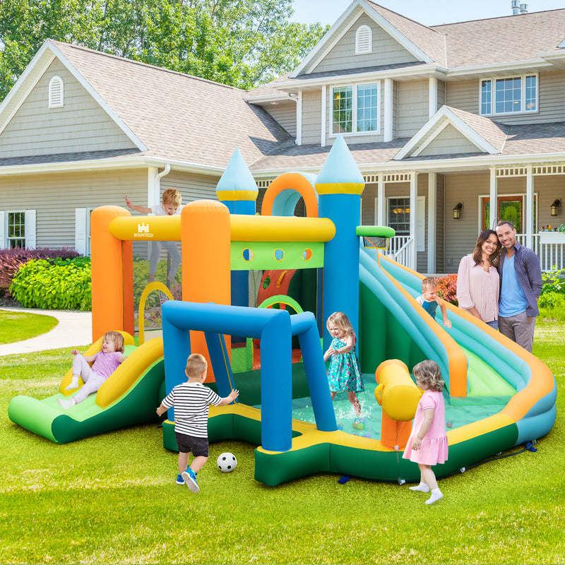 *Inflatable Water Slide with Dual Slides and Splash Pool Bounce House with 735W Blower
