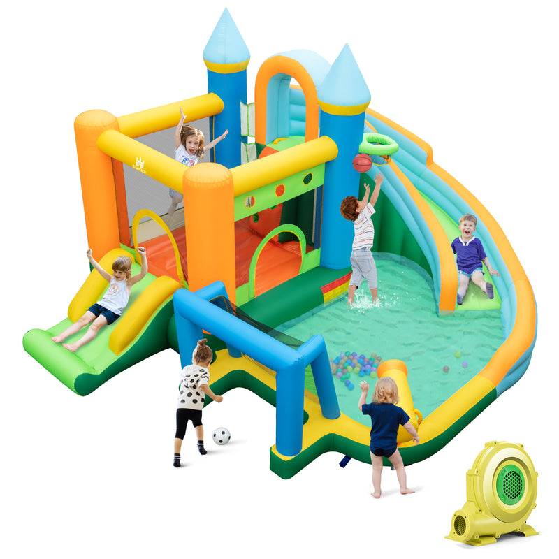 *Inflatable Water Slide with Dual Slides and Splash Pool Bounce House with 735W Blower
