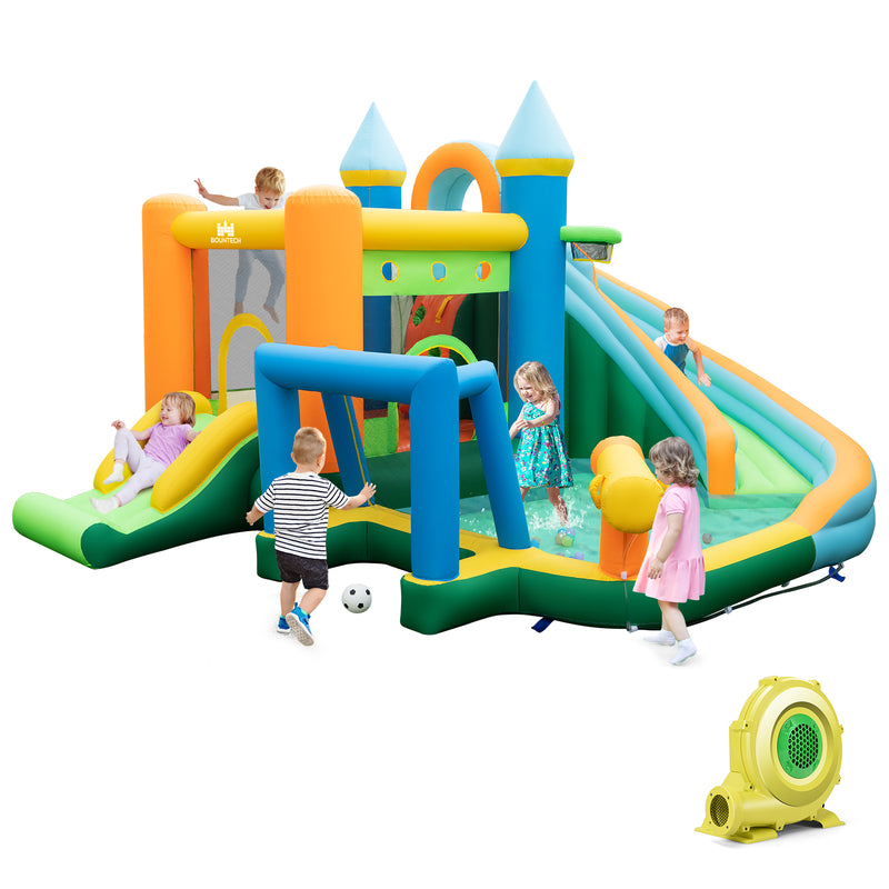 *Inflatable Water Slide with Dual Slides and Splash Pool Bounce House with 735W Blower