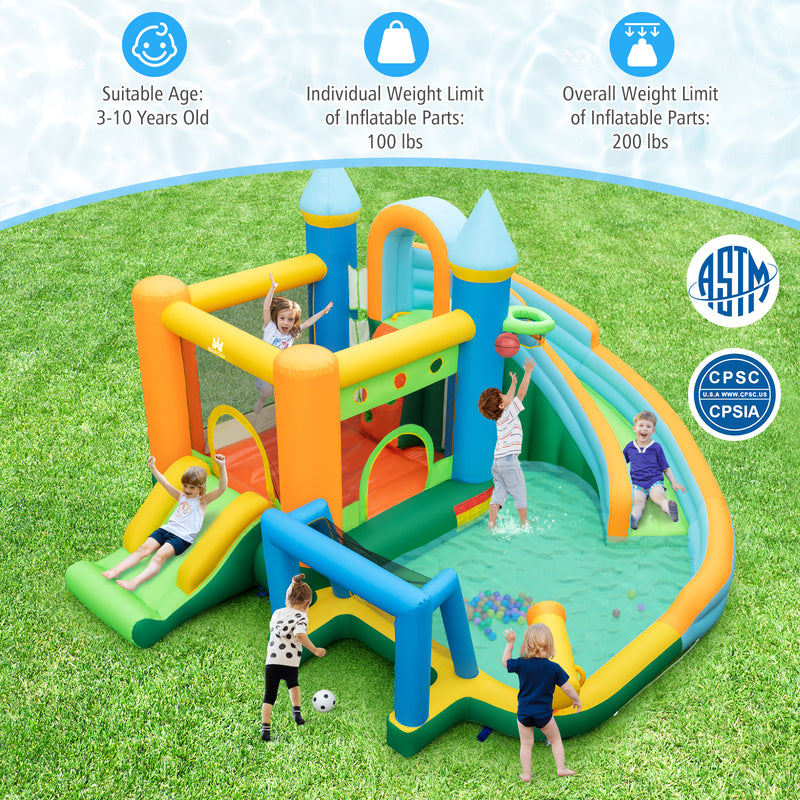 *Inflatable Water Slide with Dual Slides and Splash Pool Bounce House with 735W Blower
