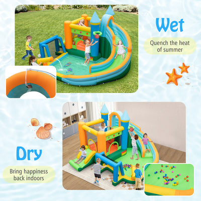 *Inflatable Water Slide with Dual Slides and Splash Pool Bounce House with 735W Blower