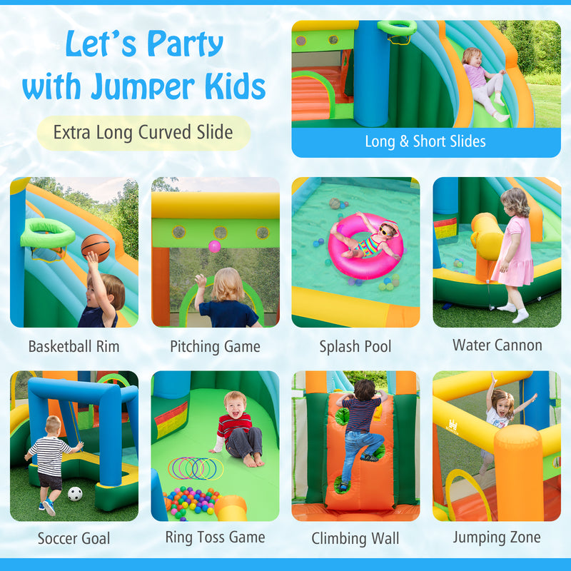 *Inflatable Water Slide with Dual Slides and Splash Pool Bounce House with 735W Blower