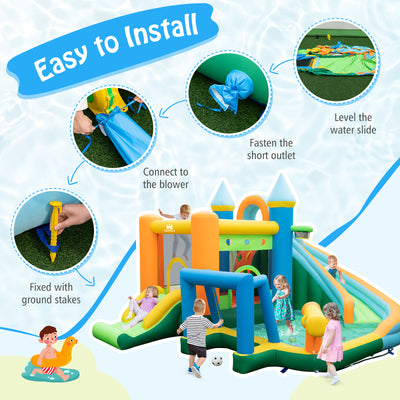 *Inflatable Water Slide with Dual Slides and Splash Pool Bounce House with 735W Blower