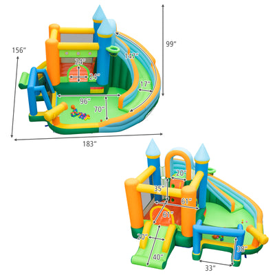 *Inflatable Water Slide with Dual Slides and Splash Pool Bounce House with 735W Blower