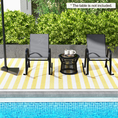 *Set of 2 Metal Patio Rocking Chair with Breathable Seat Fabric - Gray