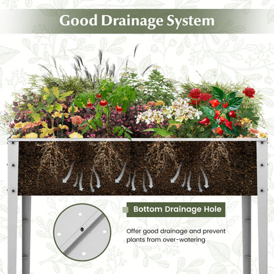 *Galvanized Raised Garden Bed Elevated Planter Box with Legs and Drainage Hole - Silver