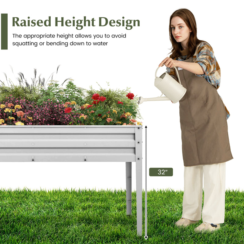 *Galvanized Raised Garden Bed Elevated Planter Box with Legs and Drainage Hole - Silver